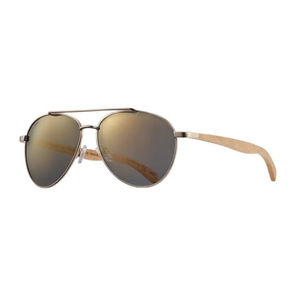 Amador- Matte Gold / Beechwood + Amber Gold Mirror Polarized